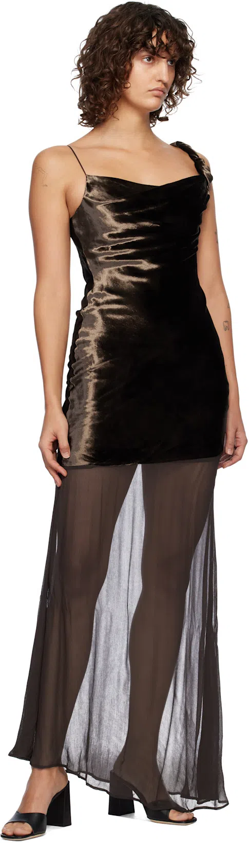 STAUD Beaton Maxi Dress In Dark Chocolate In Brown