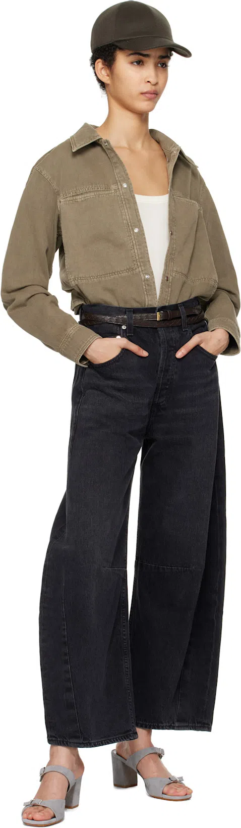 CITIZEN OF HUMANITY High-rise Wide-leg Jeans Belt Loops In Black