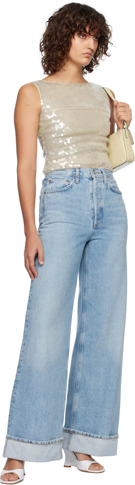 AGOLDE Ren High Rise Wide Leg Jeans In Groove In Multi