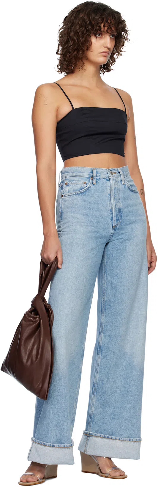 AGOLDE Ren High Rise Wide Leg Jeans In Groove In Multi