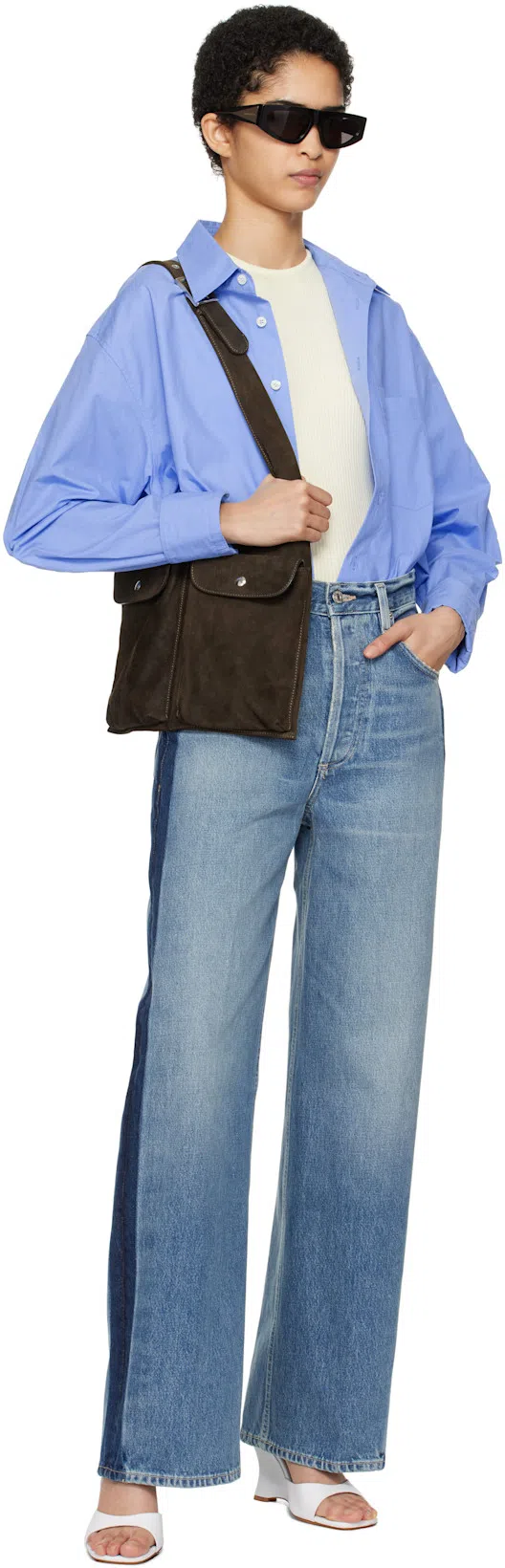 AGOLDE Sleeveless Ribbed Tank Top In Wired Light Grey