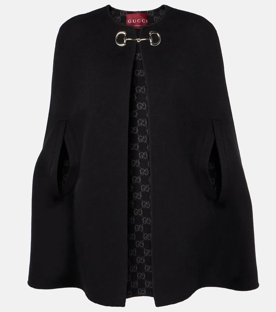 GUCCI Horsebit Wool And Silk Cape In Black