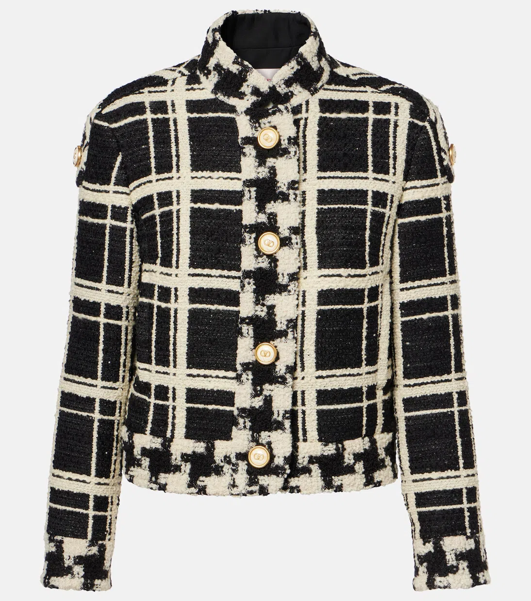 VALENTINO "macro Check Tweed Jacket For In Black