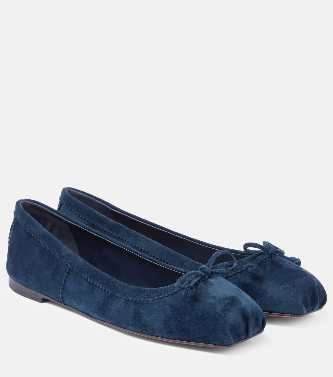 CHRISTIAN LOUBOUTIN Mamadrague Cotton Red Sole Ballerina Flats In Blue