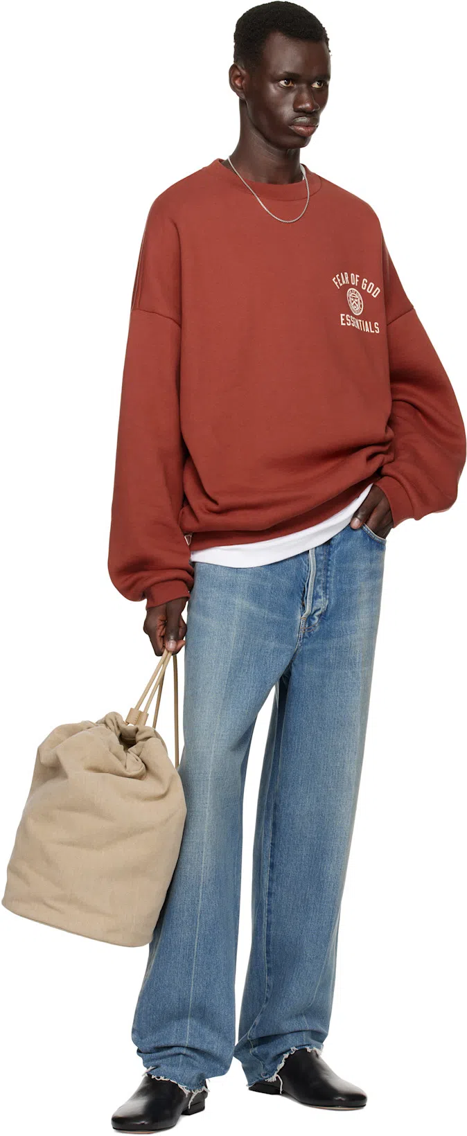 FEAR OF GOD Men Blue Five-pocket Jeans With Front Logo Patch In Denim Man