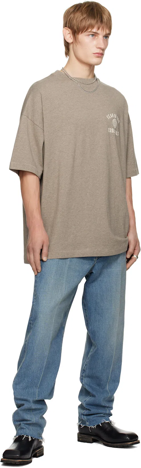 FEAR OF GOD Men Blue Five-pocket Jeans With Front Logo Patch In Denim Man