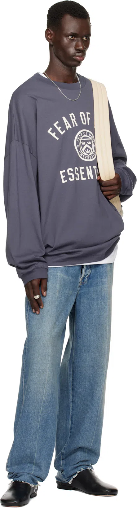 FEAR OF GOD Men Blue Five-pocket Jeans With Front Logo Patch In Denim Man