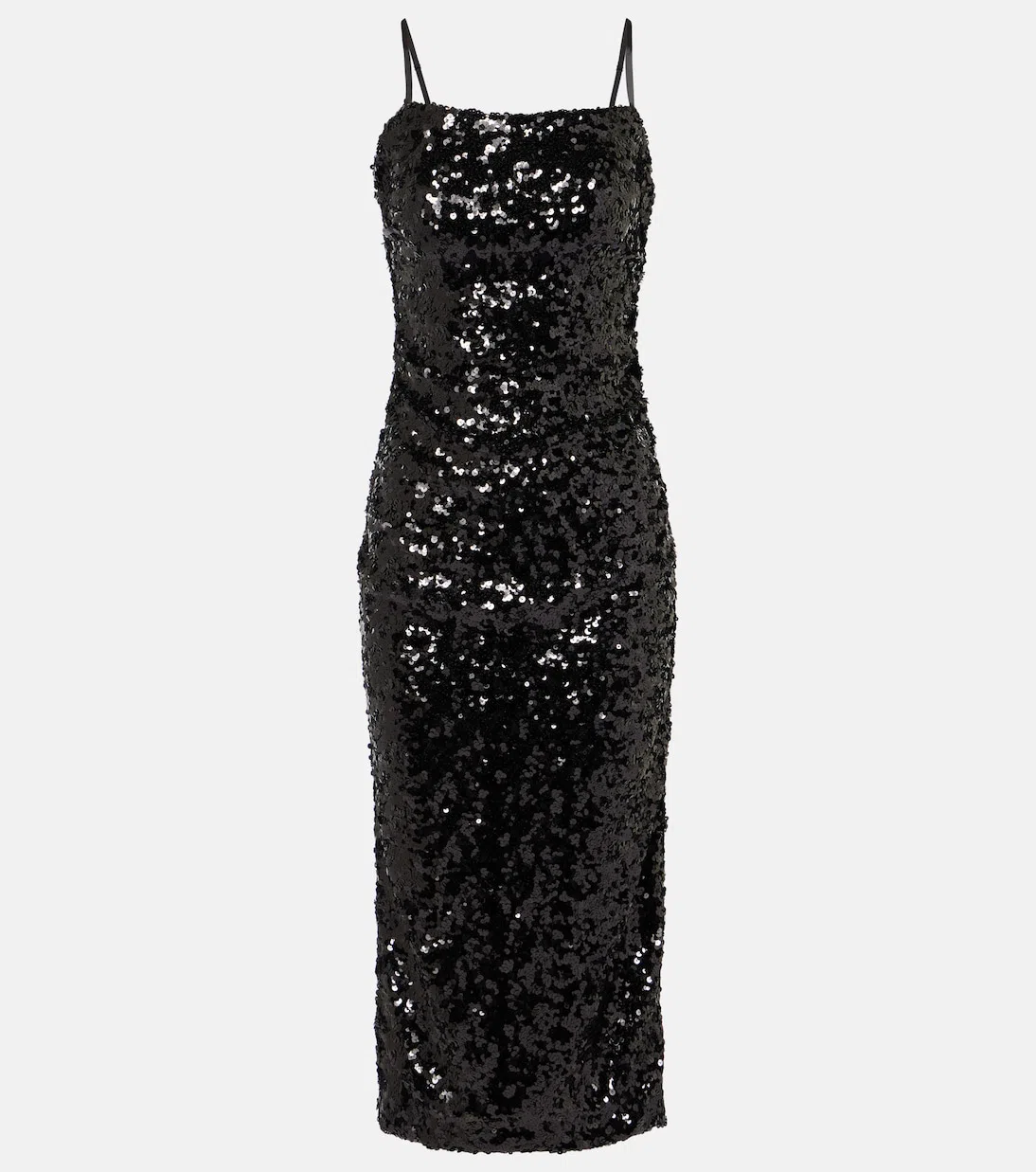DOLCE & GABBANA Abito Midi In Pizzo Con Spacco In Black