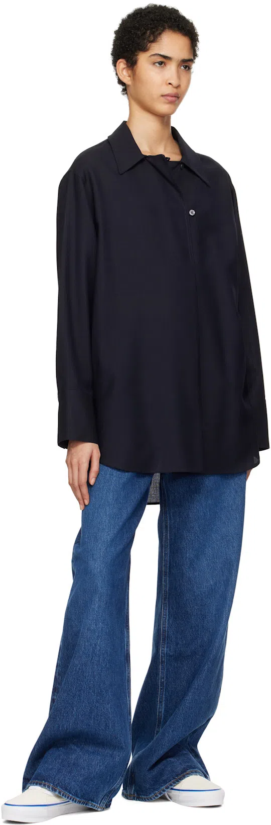 AGOLDE Indigo Dame High Rise Wide Leg No Cuff Jeans In Enamour (dk Vint Ind