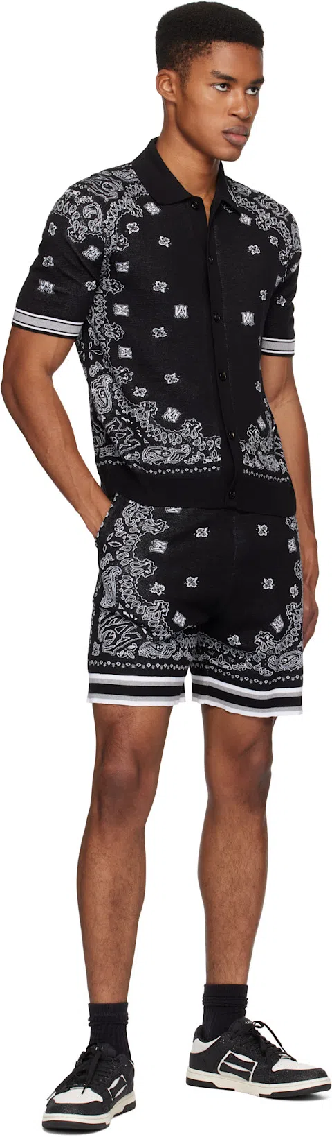 AMIRI Skel Sneakers In White And Black Leather