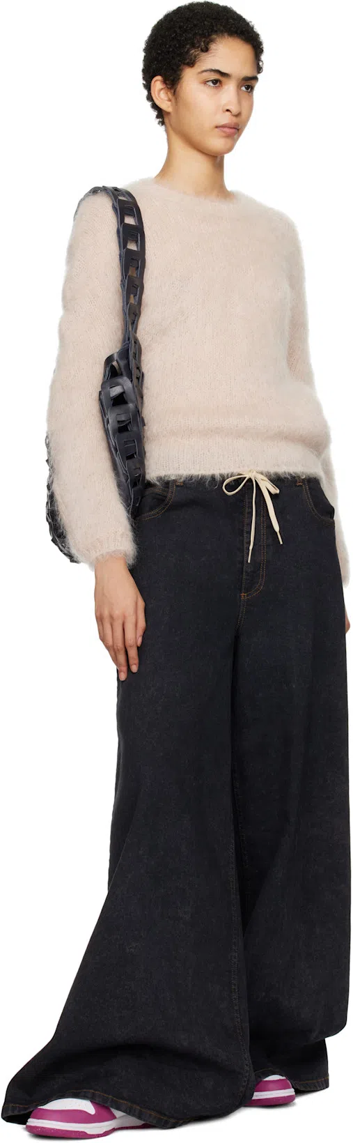 MARNI Black Marble Wide-leg Jeans In Mdn99 Black