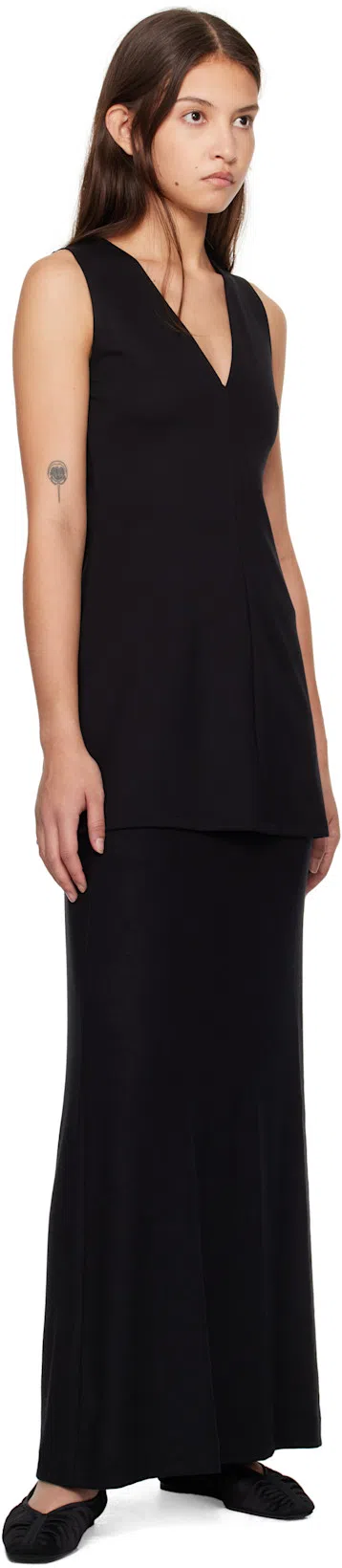 TOTÊME Womens Black The Gathered Square-toe Satin Flats