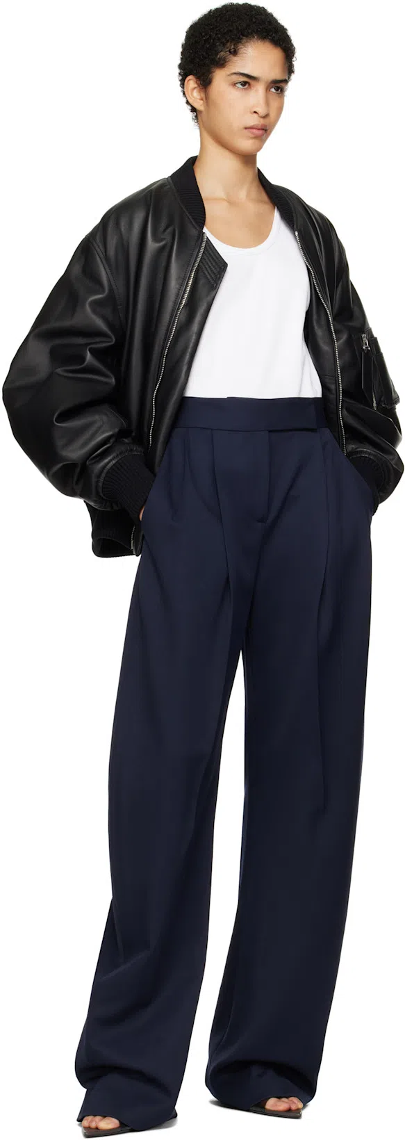 ATTICO Anja Bomber Leather Jacket In Black