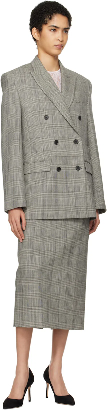 WARDROBE.NYC Grey Checked Blazer In Pow Prince Of Wales