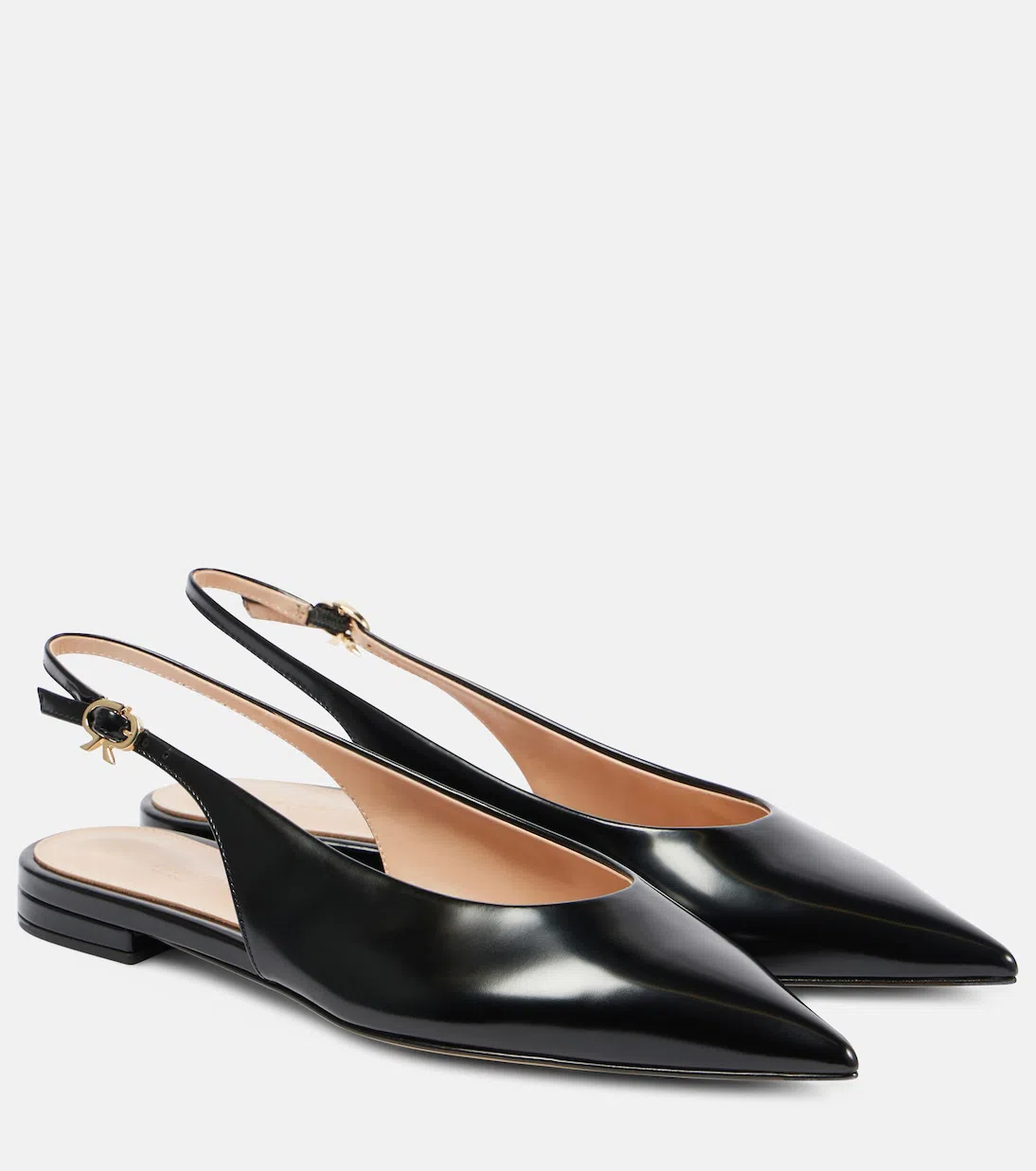 GIANVITO ROSSI Tokio Calfskin Slingback Ballerina Flats In Black