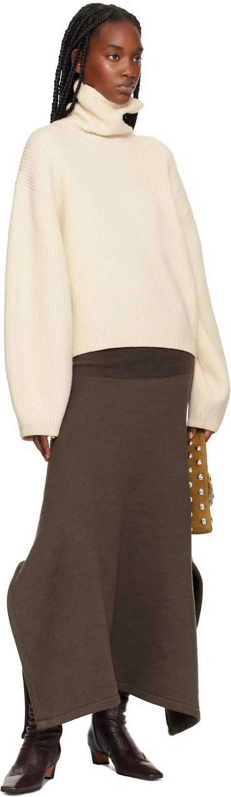 TOTÊME Ribbed-knit Wool-blend Turtleneck Sweater In Off White