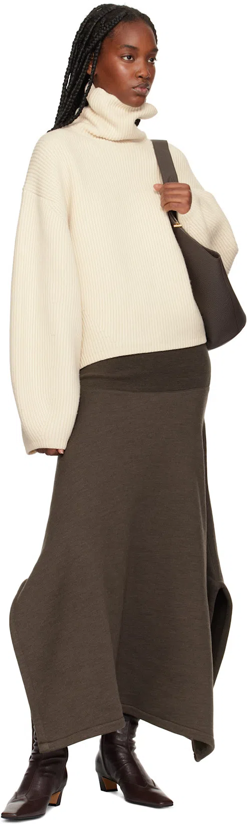 KHAITE Pointed Toe Ankle Boots With Smooth Lamb Leather In Black