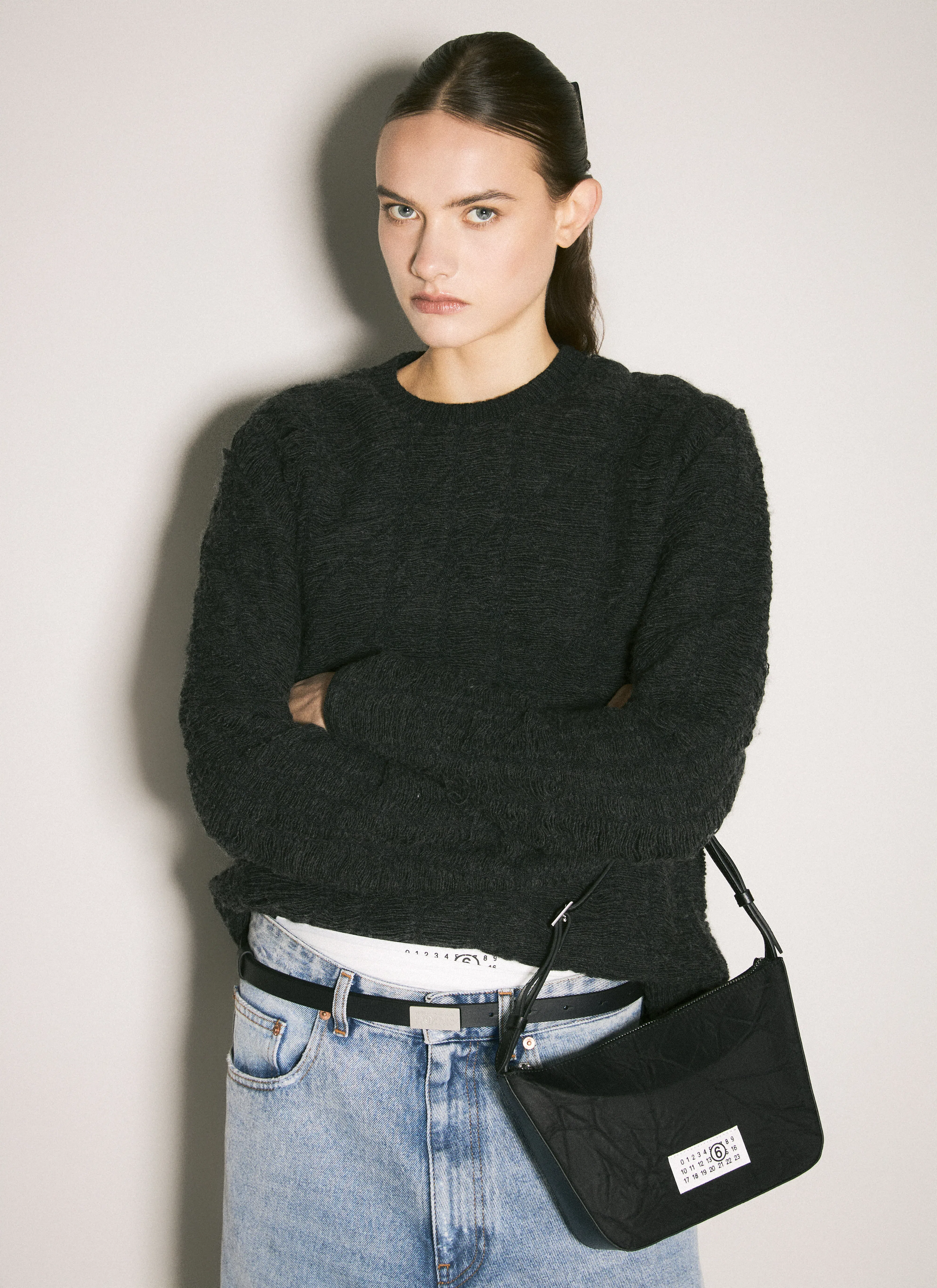 MAISON MARGIELA Bovine Leather Mary Jane Pumps With Sheepskin Detailing And Elegant Buckle Closure In Black