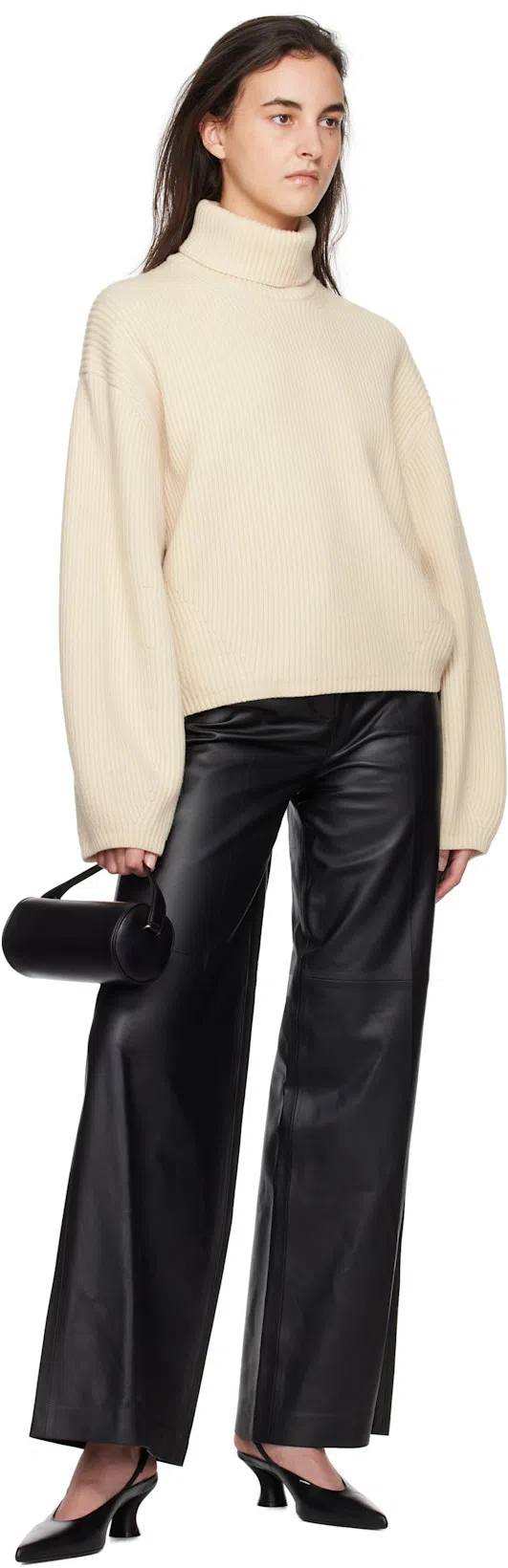 TOTÊME Ribbed-knit Wool-blend Turtleneck Sweater In Off White