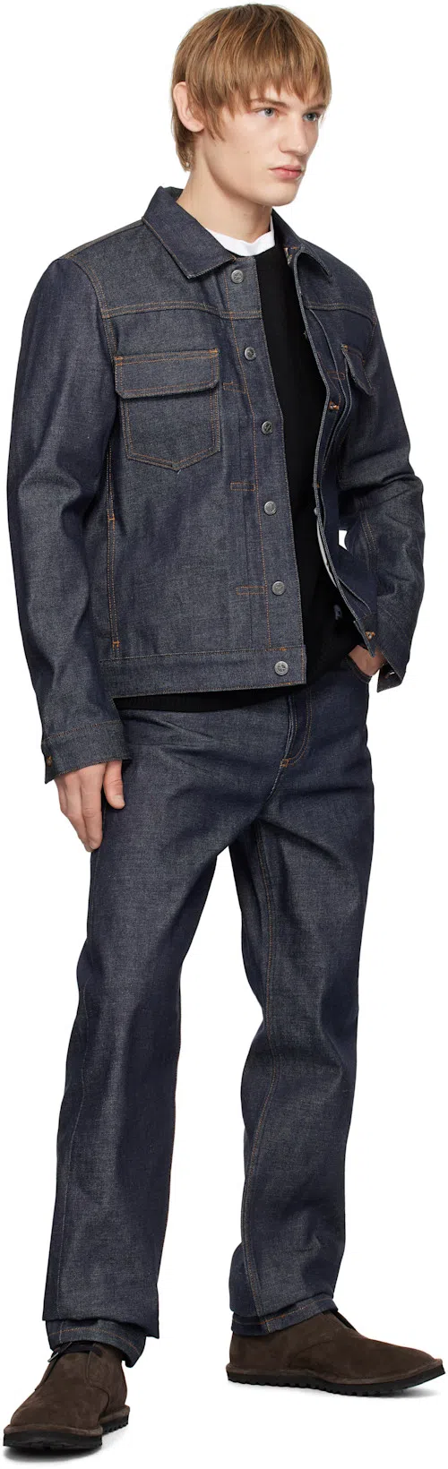 APC A.p.c. Classic Indigo Denim Jacket With Structured Silhouette In Blue