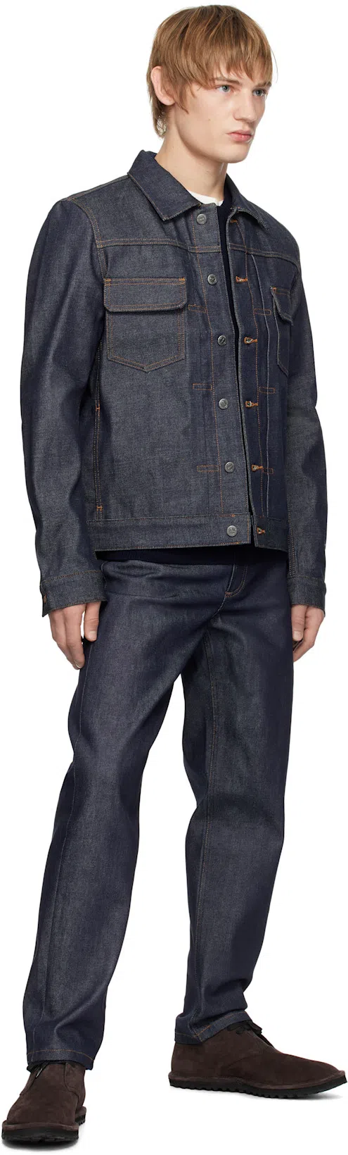 APC A.p.c. Classic Indigo Denim Jacket With Structured Silhouette In Blue