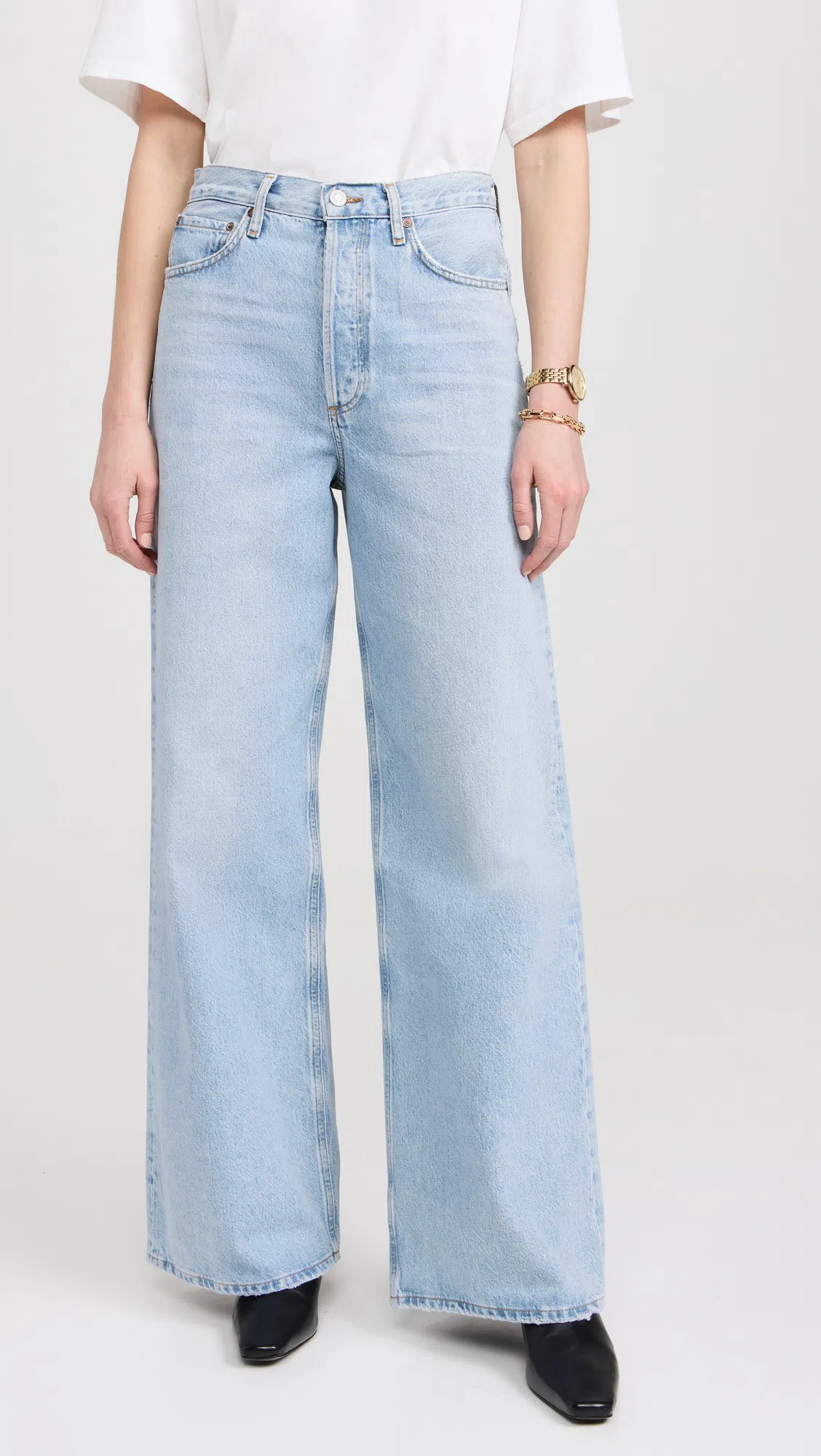 AGOLDE Ren High Rise Wide Leg Jeans In Groove In Multi