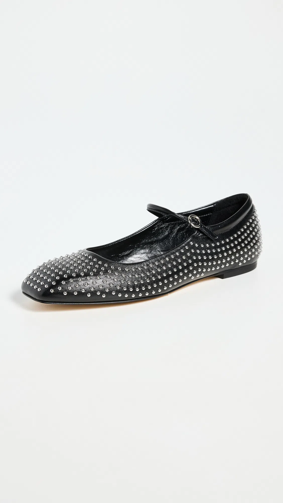 AEYDE Uma Studded Leather Mary Jane Ballet Flats In Black