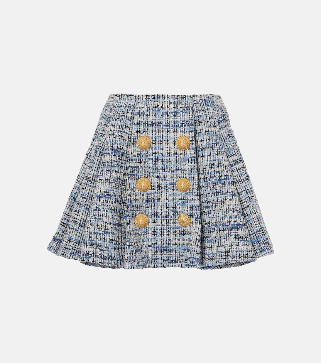 BALMAIN A-line Silhouette Tweed Skirt In Blue