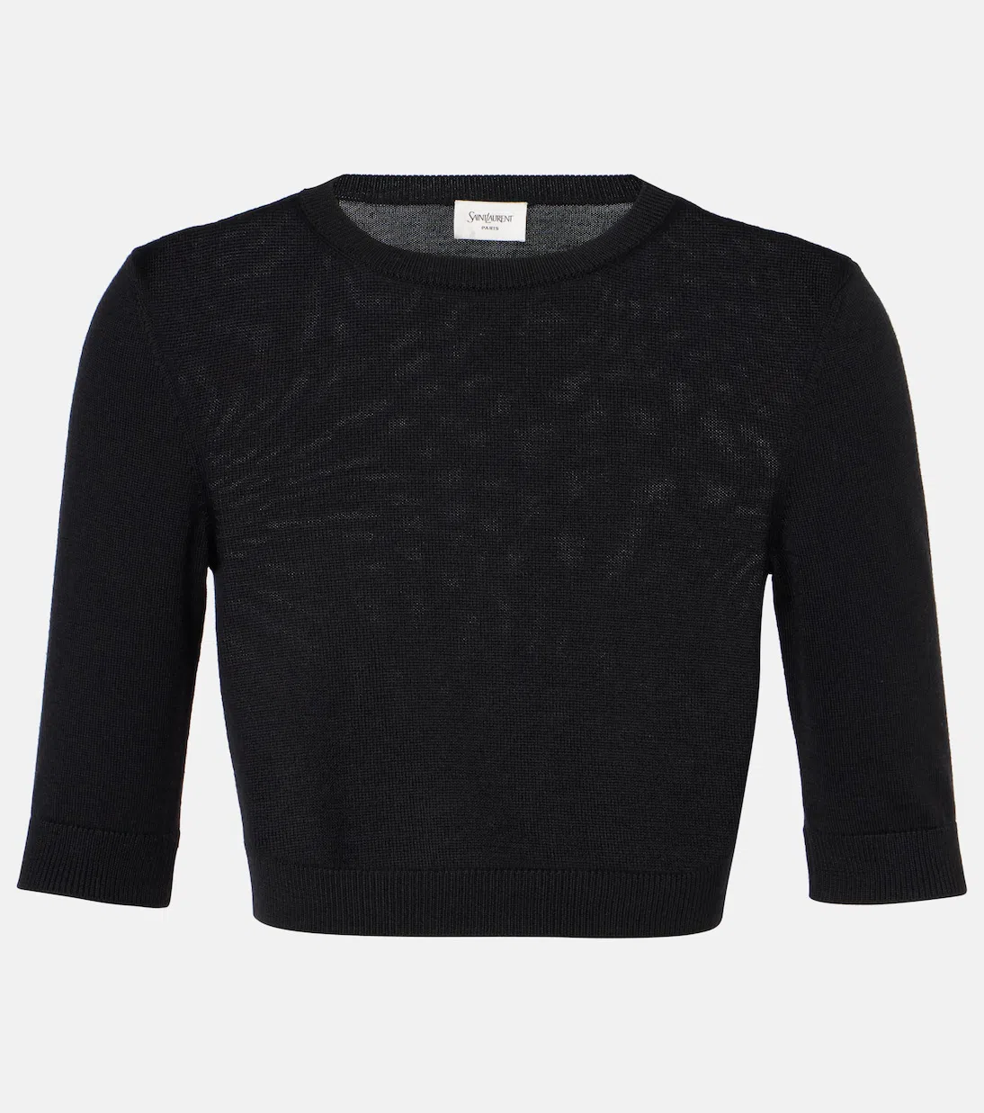 SAINT LAURENT Cropped Wool Top In Schwarz