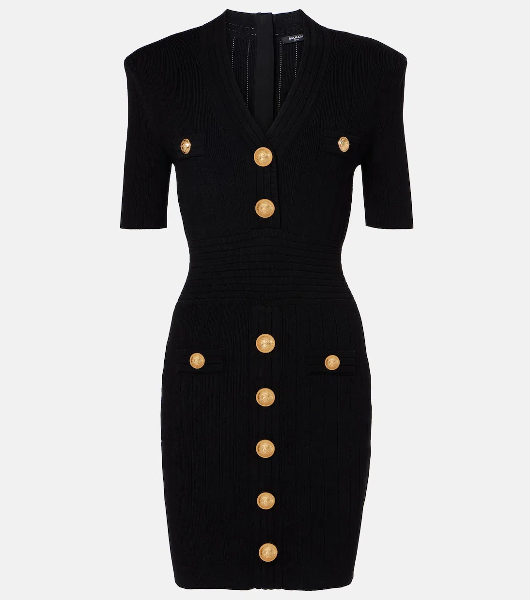 BALMAIN Viscose-blend Knit Mini Dress In Black