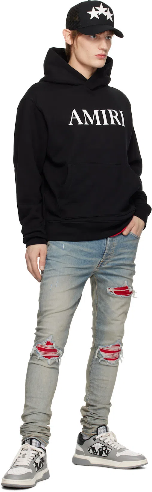 AMIRI Grey 'classic Low' Sneakers With Maxi Logo On The Side And Logo Patch On The Tongue