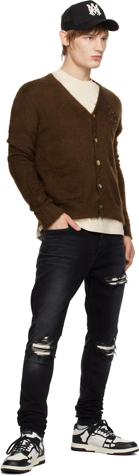 AMIRI Mens Black Skel Top Bandana-print Leather Low-top Trainers