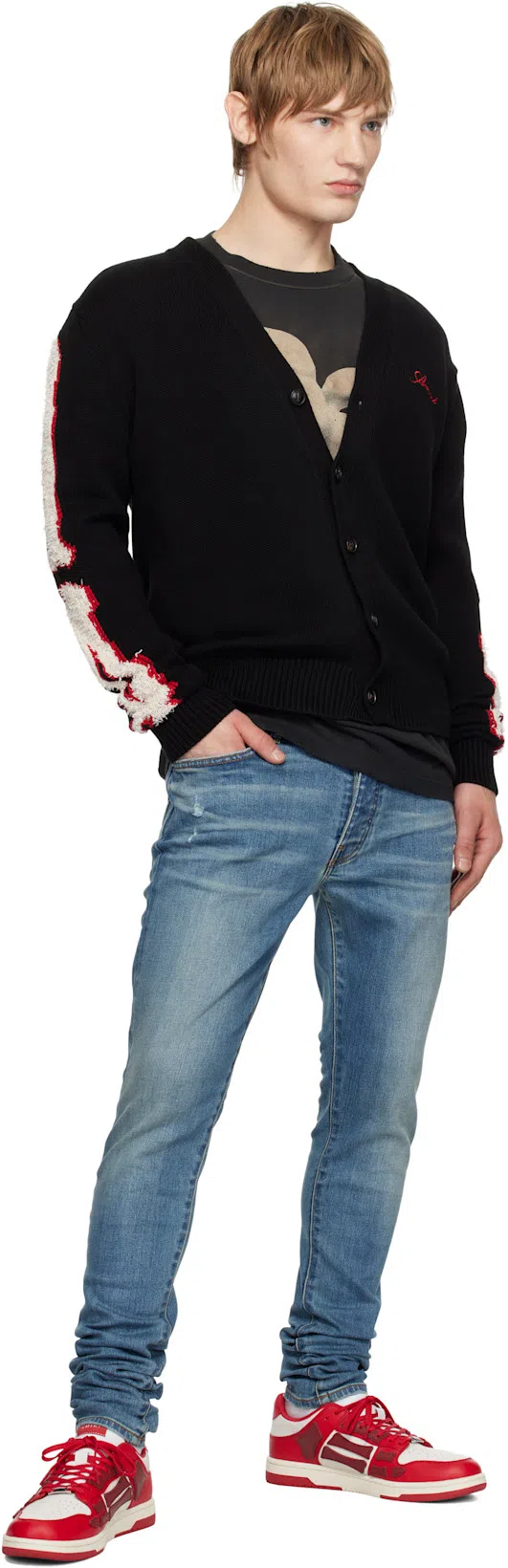 AMIRI Low Top Sneakers Contrast Panels In Red