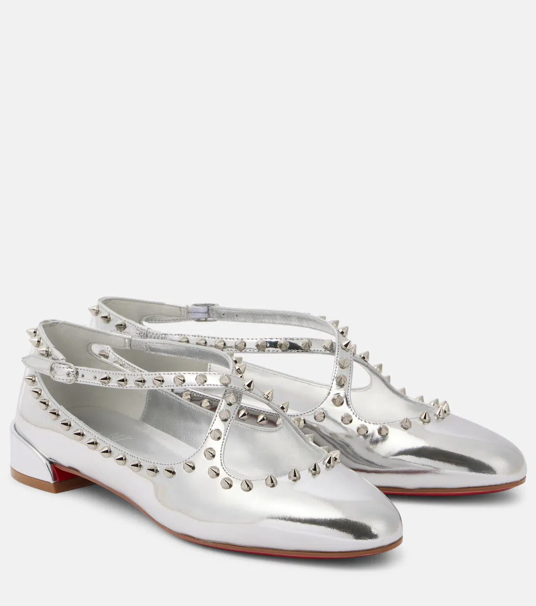 CHRISTIAN LOUBOUTIN Pilouta Jane Mary Jane Flat In Silver