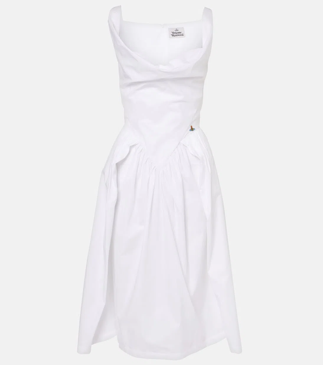 VIVIENNE WESTWOOD Sunday Draped Cotton And Silk Midi Dress In White