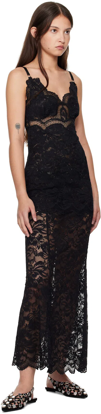 RABANNE Long Black Lace Dress