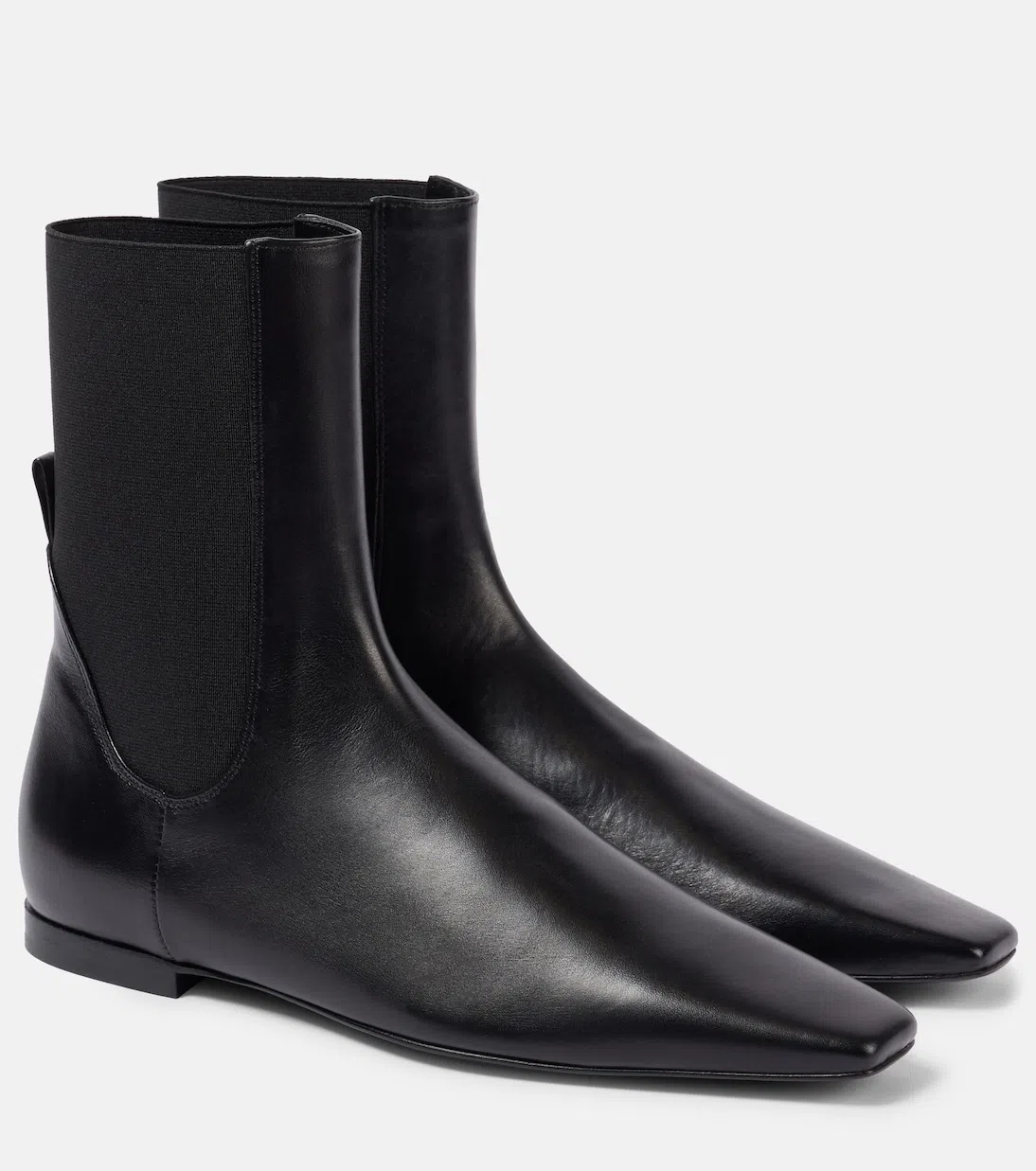 TOTÊME Toteme Square Toe Flat Chelsea Boot In Black