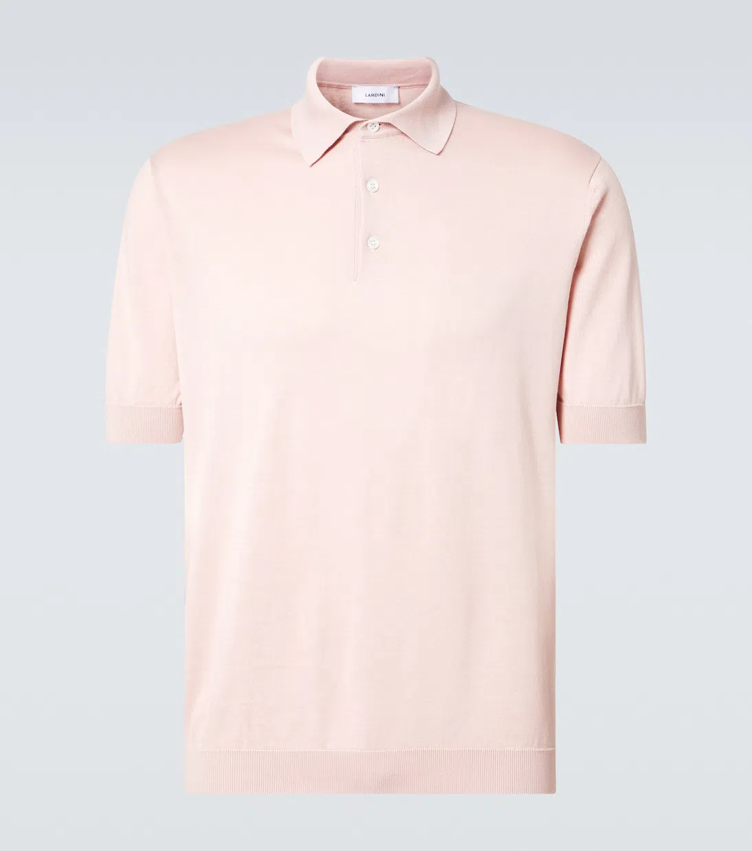 LARDINI Knitted Cotton Polo Shirt In Pink