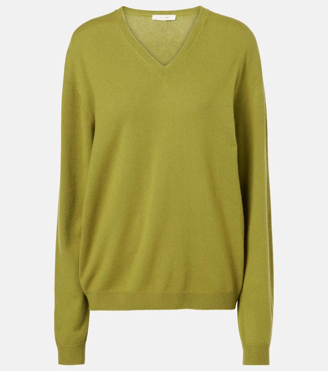 THE ROW Isaora Cashmere Knit V Neck Sweater In Green