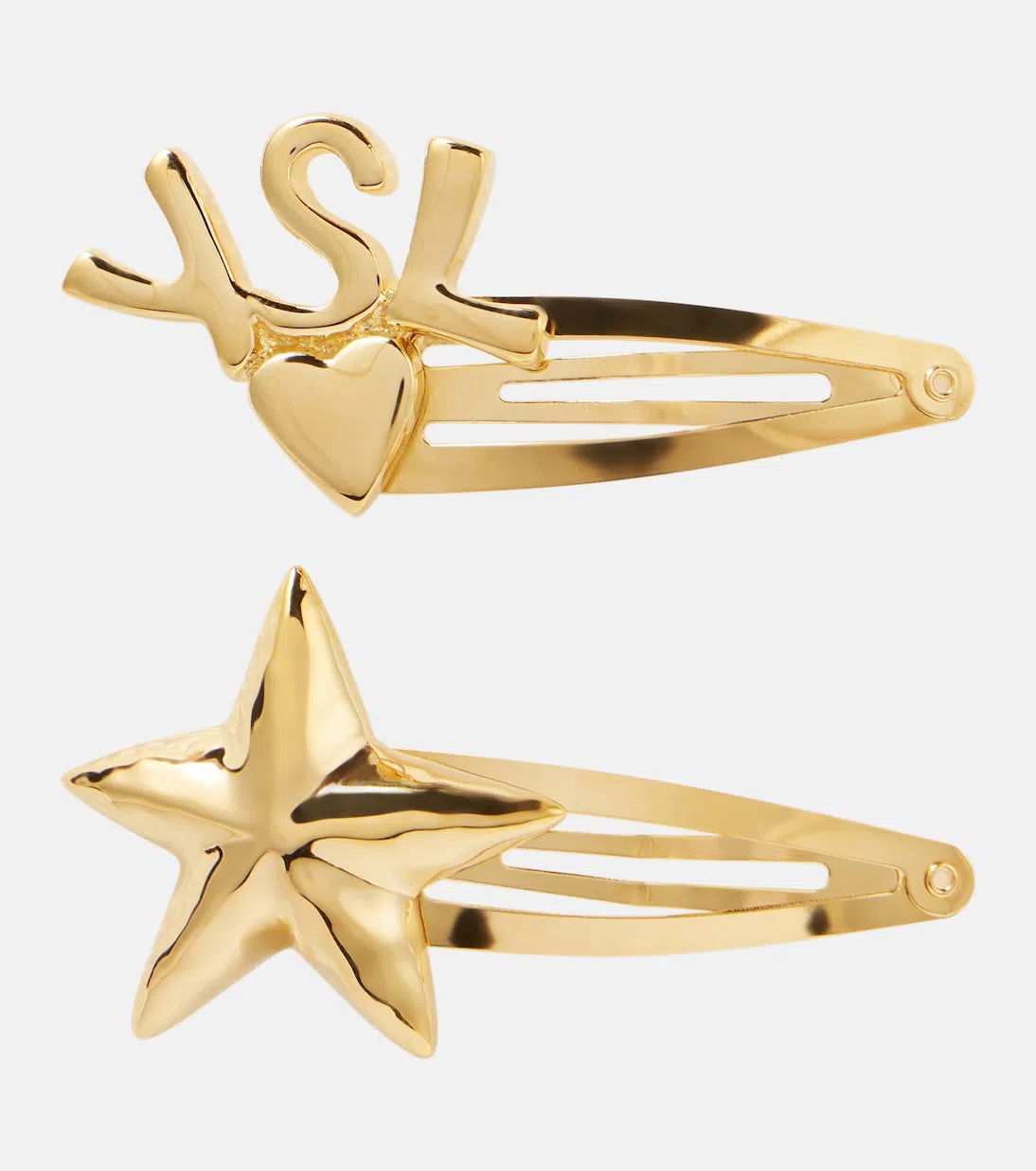 SAINT LAURENT Cassandre Set Of 2 Hairclips In Gold