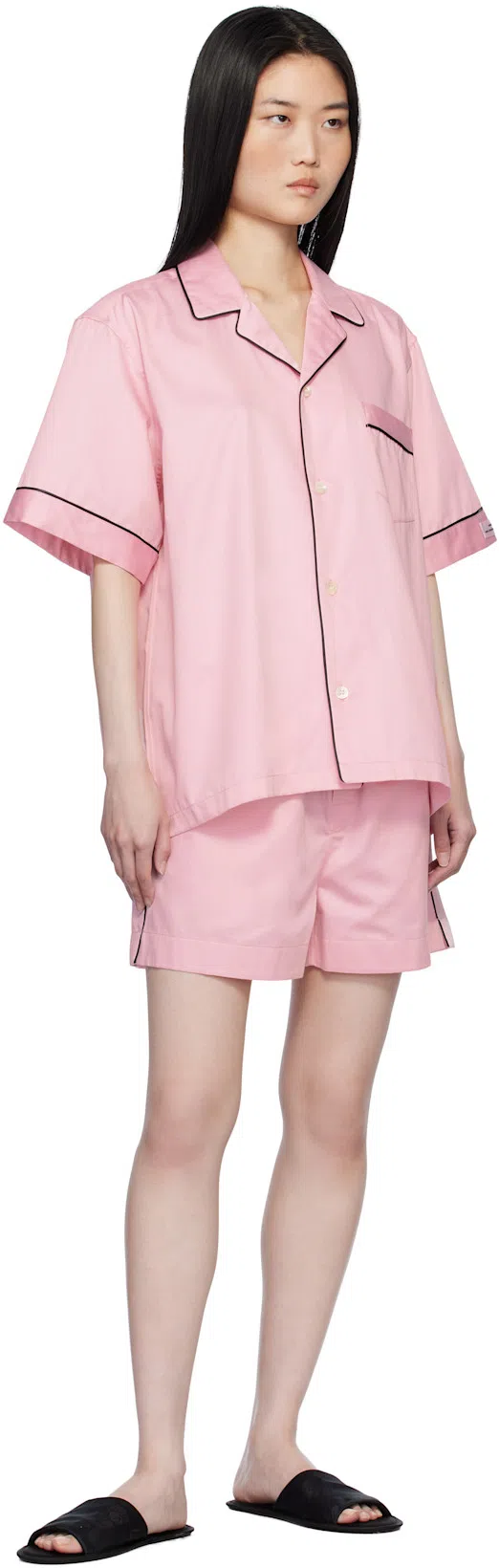 THE ROW Frances Slipper Open Toe Flats In Black