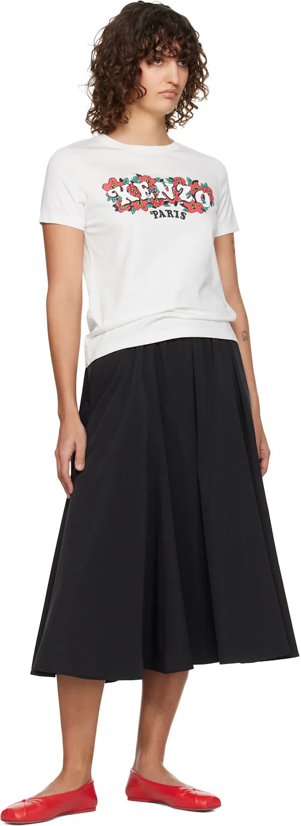 MARNI Red Nappa Leather Seamless Little Bow Ballet Flat