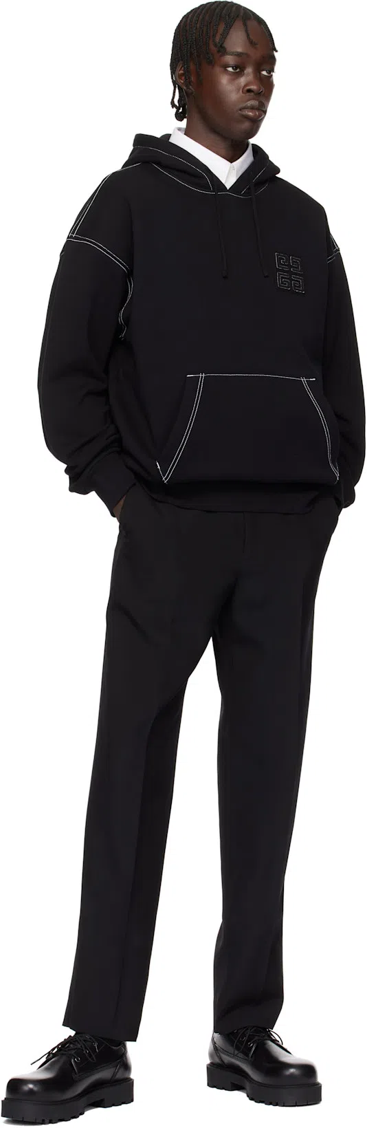 GIVENCHY Black Hoodie With 4g Logo Detail On Front In Cotton Man