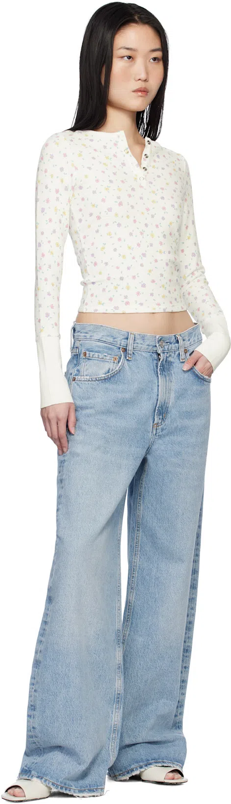 AGOLDE Franka Pleated High-rise Wide-leg Jeans In Blue