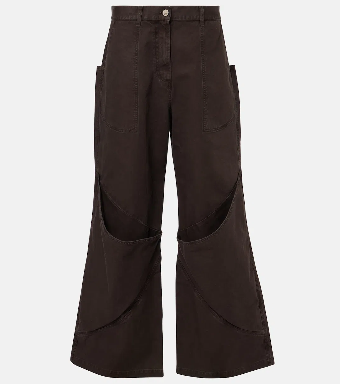 ATTICO High-rise Wide-leg Jeans In Brown