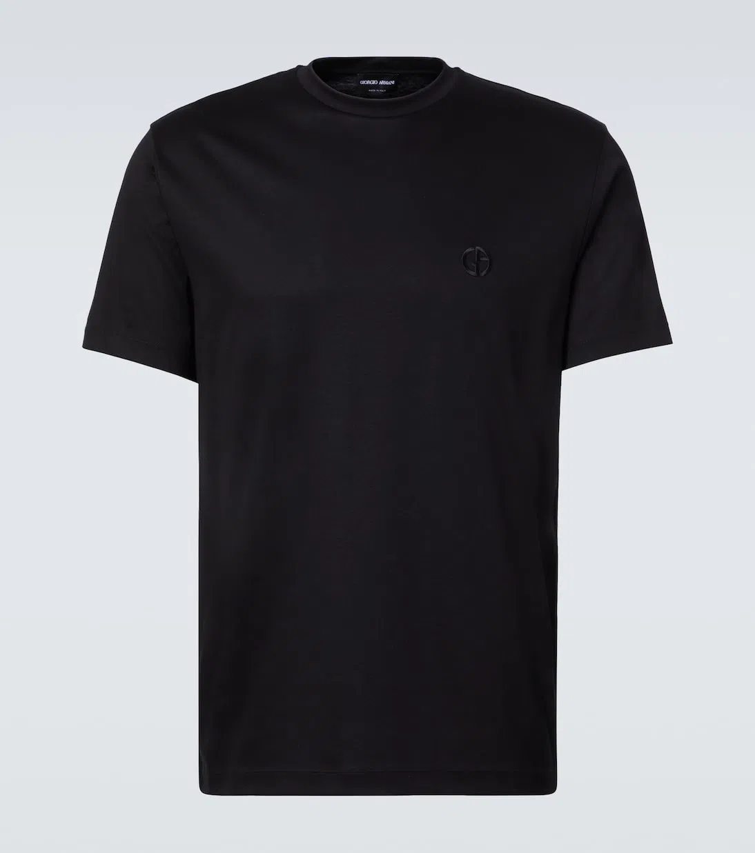 GIORGIO ARMANI Official Store Stretch Viscose Bamboo Jersey T-shirt With Ga Embroidery In Black