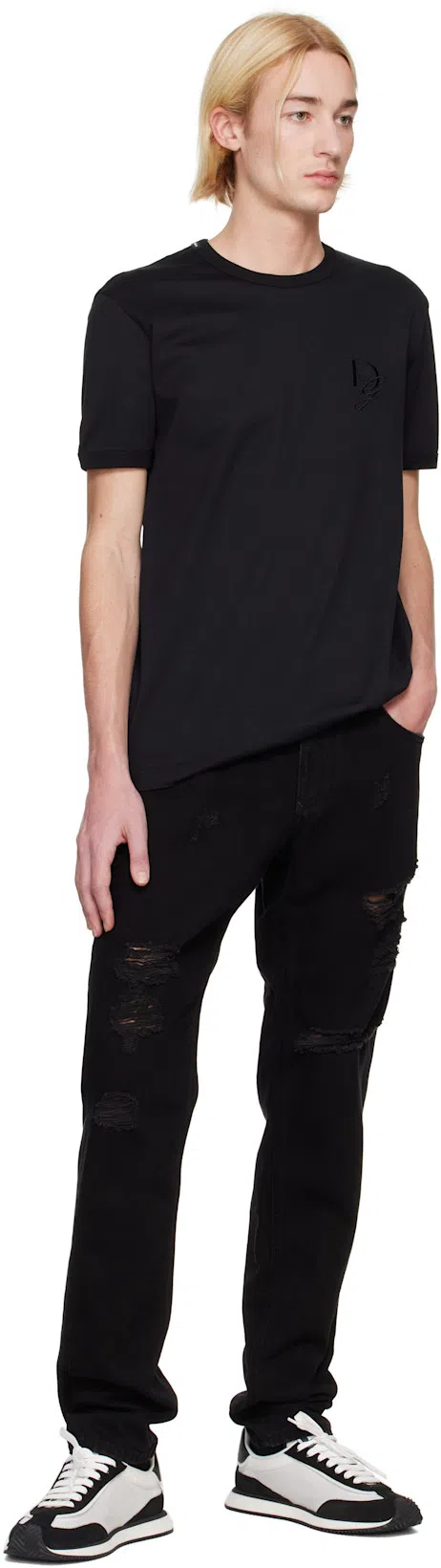 DOLCE & GABBANA Suede And Mesh Dg Cushion Sneakers In Black