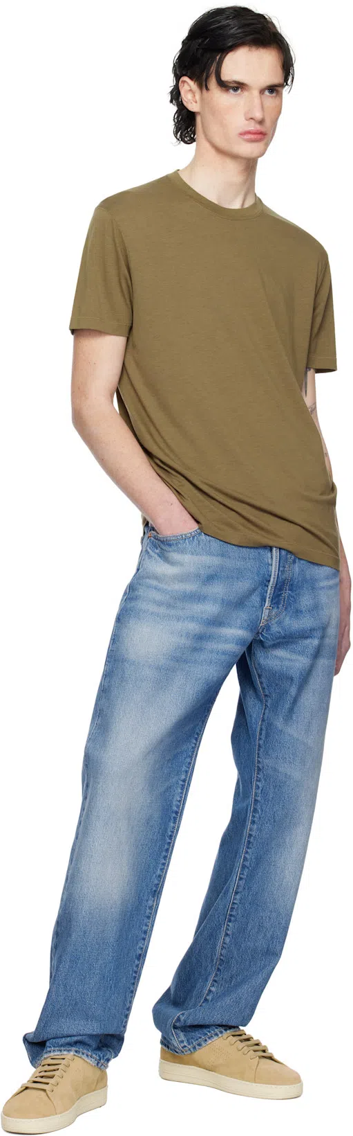 TOM FORD Slim-fit Lyocell And Cotton-blend Jersey T-shirt In Green