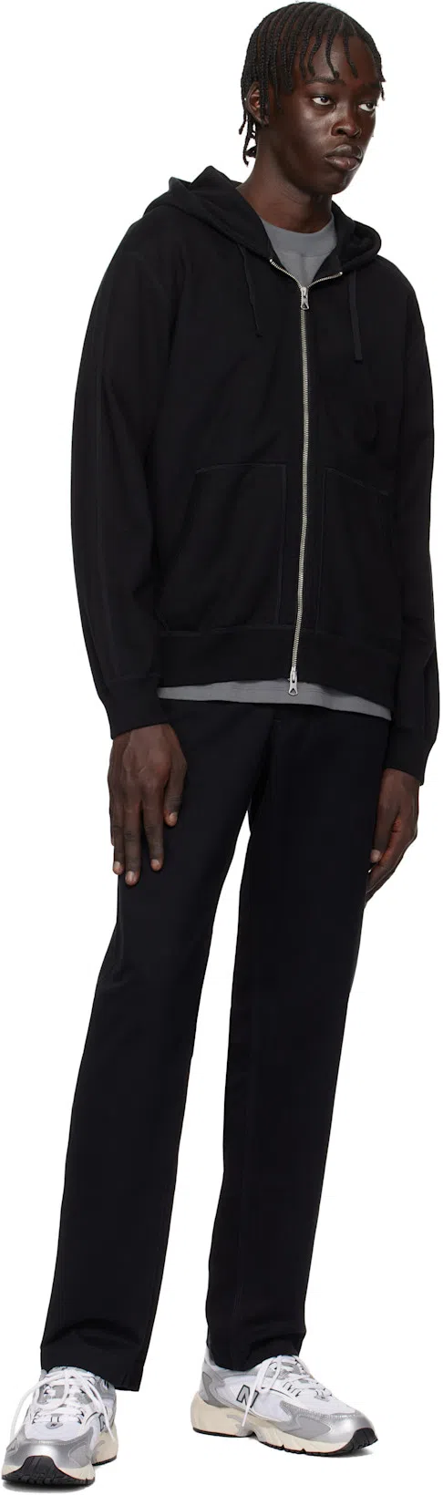 REIGNING CHAMP Black Midweight Terry Standard Zip Hoodie In 001 Black