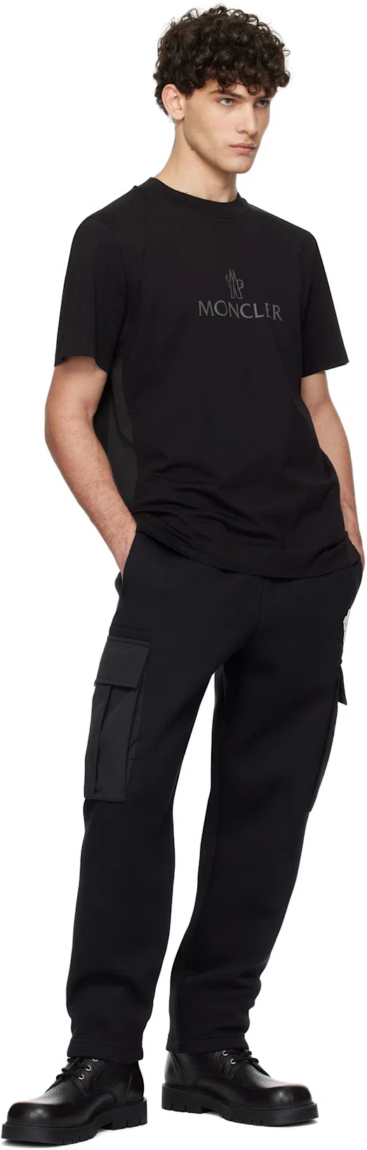 MONCLER Logo Patch Cotton Sweatshirt In Black